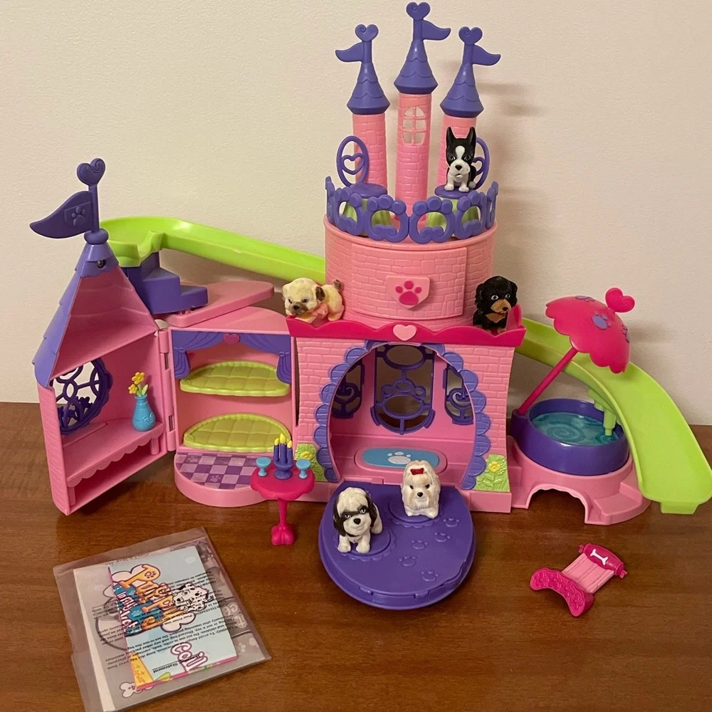 Pet Palace Puppy Pocket Castle Vintage Toys Doll House Miniatures Purple Pink